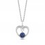 Hallmark Diamonds Blue Sapphire Heart Necklace 1/10 ct tw Round-Cut Sterling Silver 18"