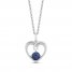 Hallmark Diamonds Blue Sapphire Heart Necklace 1/10 ct tw Round-Cut Sterling Silver 18"