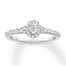 Diamond Engagement Ring 1/2 ct tw Oval/Round 14K White Gold