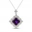 Amethyst & White Lab-Created Sapphire Necklace Sterling Silver 18"