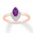 Amethyst Ring 1/8 ct tw Diamonds 10K Rose Gold