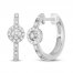 Diamond Halo Hoop Earrings 1/6 ct tw Round-cut 10K White Gold