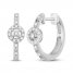 Diamond Halo Hoop Earrings 1/6 ct tw Round-cut 10K White Gold