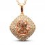 Le Vian Creme Brulee Morganite Necklace 1/2 ct tw Diamonds 14K Strawberry Gold 20"