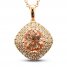 Le Vian Creme Brulee Morganite Necklace 1/2 ct tw Diamonds 14K Strawberry Gold 20"