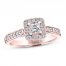 Leo Diamond Engagement Ring 3/4 ct tw Princess/Round 14K Rose Gold