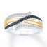 Black/White Diamond Ring 1/3 ct tw Sterling Silver/10K Gold