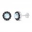 Aquamarine Earrings 7/8 ct tw Black Diamonds Sterling Silver