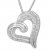Diamond Heart Necklace 1/2 ct tw Round/Baguette Sterling Silver