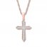 Diamond Cross Necklace 1/6 ct tw Round-cut 10K Rose Gold