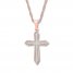 Diamond Cross Necklace 1/6 ct tw Round-cut 10K Rose Gold