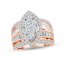 Multi-Diamond Engagement Ring 3 ct tw Round & Baguette-cut 14K Rose Gold