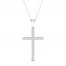 Diamond Cross Necklace 1/2 ct tw Round-Cut 10K White Gold 18"