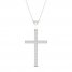Diamond Cross Necklace 1/2 ct tw Round-Cut 10K White Gold 18"