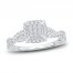 Multi-Diamond Engagement Ring 1/2 ct tw Princess & Round 14K White Gold