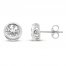 White Lab-Created Sapphire Bezel Earrings Sterling Silver