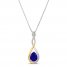 Diamond Necklace Lab-Created Sapphire Sterling Silver/10K Gold
