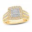 Multi-Diamond Engagement Ring 1 ct tw Princess/Round/Baguette 14K Two-Tone Gold