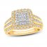 Multi-Diamond Engagement Ring 1 ct tw Princess/Round/Baguette 14K Two-Tone Gold