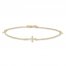 Cross Anklet 14K Yellow Gold 9.5"