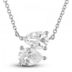 Diamond Double Pear Necklace 1 ct tw 10K White Gold 18"
