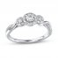Three-stone Diamond Engagement Ring 3/8 ct tw 14K White Gold