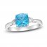 Luminous Cut Swiss Blue Topaz & White Topaz Ring Sterling Silver