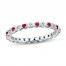 Stackable Ring Lab-Created Ruby&Diamond Sterling Silver