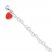 Red Crystal Heart Anklet Sterling Silver 10" Length