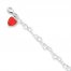 Red Crystal Heart Anklet Sterling Silver 10" Length