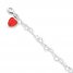 Red Crystal Heart Anklet Sterling Silver 10" Length