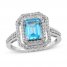 Swiss Blue Topaz & White Lab-Created Sapphire Ring Sterling Silver