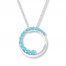 Blue Topaz Circle Necklace Sterling Silver