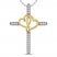 Cross & Heart Necklace 1/8 ct tw Diamonds 10K Yellow Gold Sterling Silver 18"