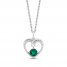 Hallmark Diamonds Lab-Created Emerald Heart Necklace 1/10 ct tw Round-Cut Sterling Silver 18"