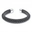 Men's Bracelet Black Leather Stainless Steel