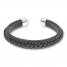 Men's Bracelet Black Leather Stainless Steel