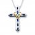 Cross Necklace Lab-Created Sapphire Sterling Silver/10K Gold