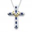 Cross Necklace Lab-Created Sapphire Sterling Silver/10K Gold
