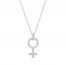 Diamond Female Symbol Necklace 1/4 ct tw Round/Baguette 10K White Gold 18"