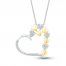 Diamond Heart Necklace 1/8 ct tw Round-cut 10K Yellow Gold & Sterling Silver 18"