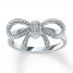 Bow Ring Diamond Accents Sterling Silver