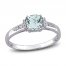 Aquamarine & Diamond Ring 1/20 ct tw Cushion/Round-Cut 10K White Gold