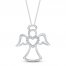 Diamond Angel Necklace Sterling Silver 18"