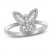 Diamond Butterfly Ring 1/3 ct tw Round & Baguette 10K White Gold