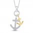 Diamond Anchor Necklace 1/10 ct tw 10K Two-Tone Gold 18"
