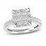Diamond Engagement Ring 1-5/8 ct tw Princess, Round-Cut 14K White Gold