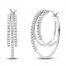 Three-Row Diamond Hoop Earrings 1 ct tw Round-Cut 10K White Gold