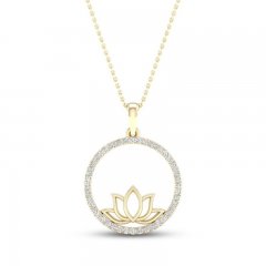By Women For Women Diamond Lotus Necklace 1/4 ct tw Round-cut 10K Yellow Gold 18"