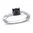 Black & White Diamond Engagement Ring 1 ct tw Round-cut 14K White Gold